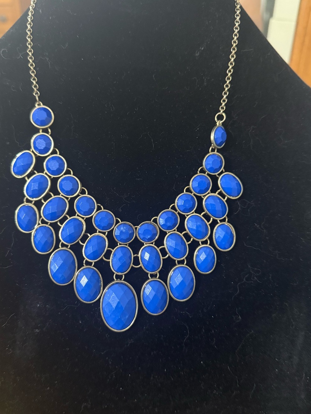 Royal Blue beaded Statement Bib Necklace